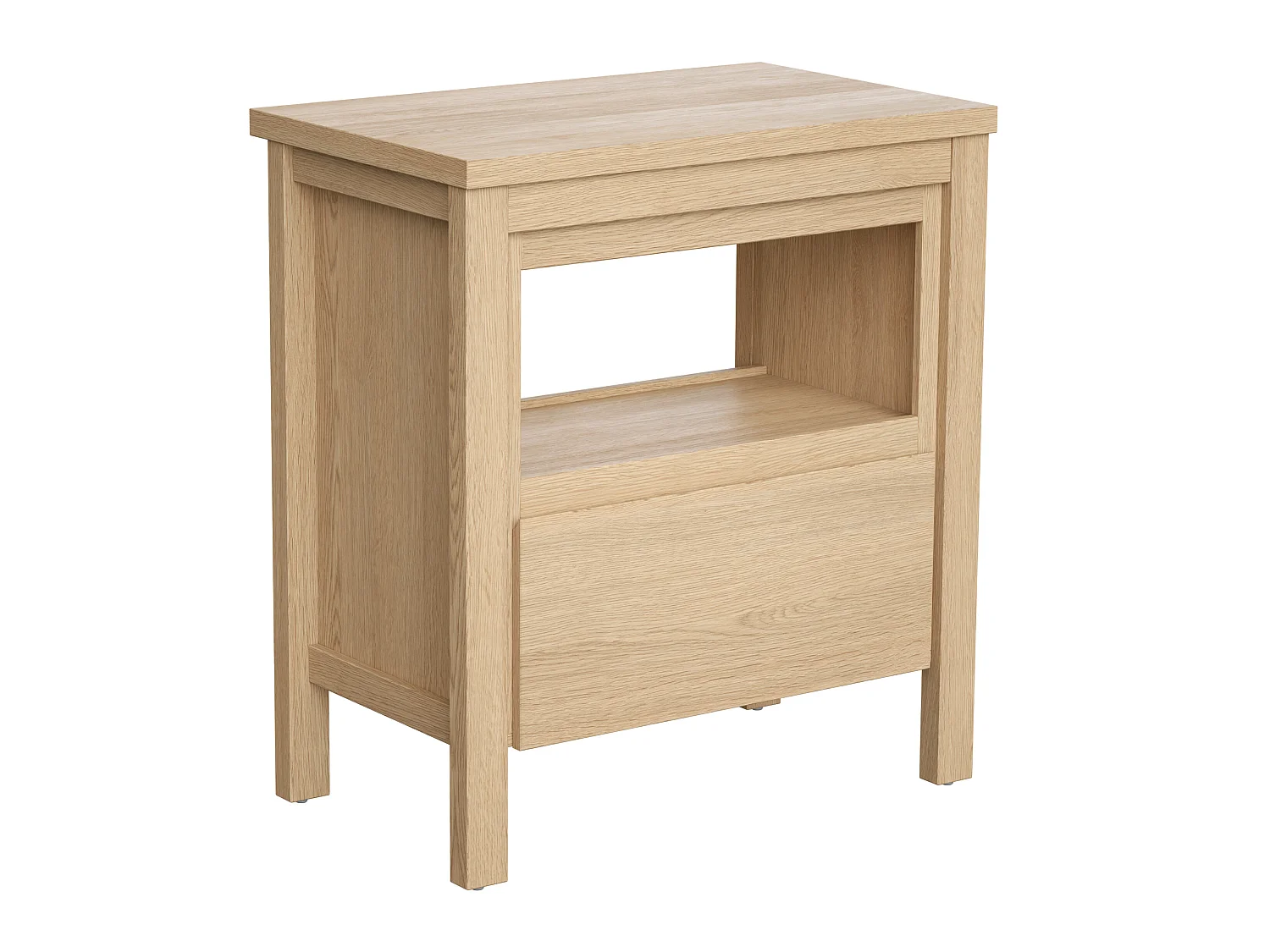 Waschbeckenunterschrank mit Ablagefach & Brett - 80 cm - Eichenholzfurnier - COSMOTI