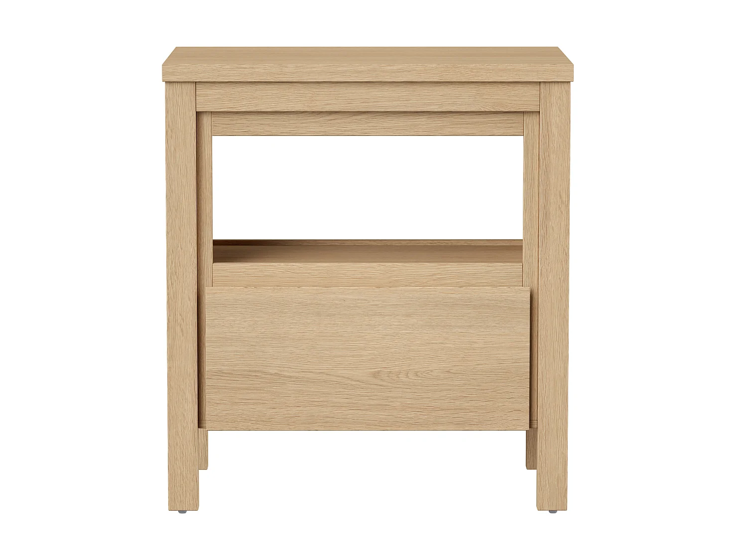 Meuble sous vasque avec niche de rangement et planche - 80 cm - Placage chêne - COSMOTI