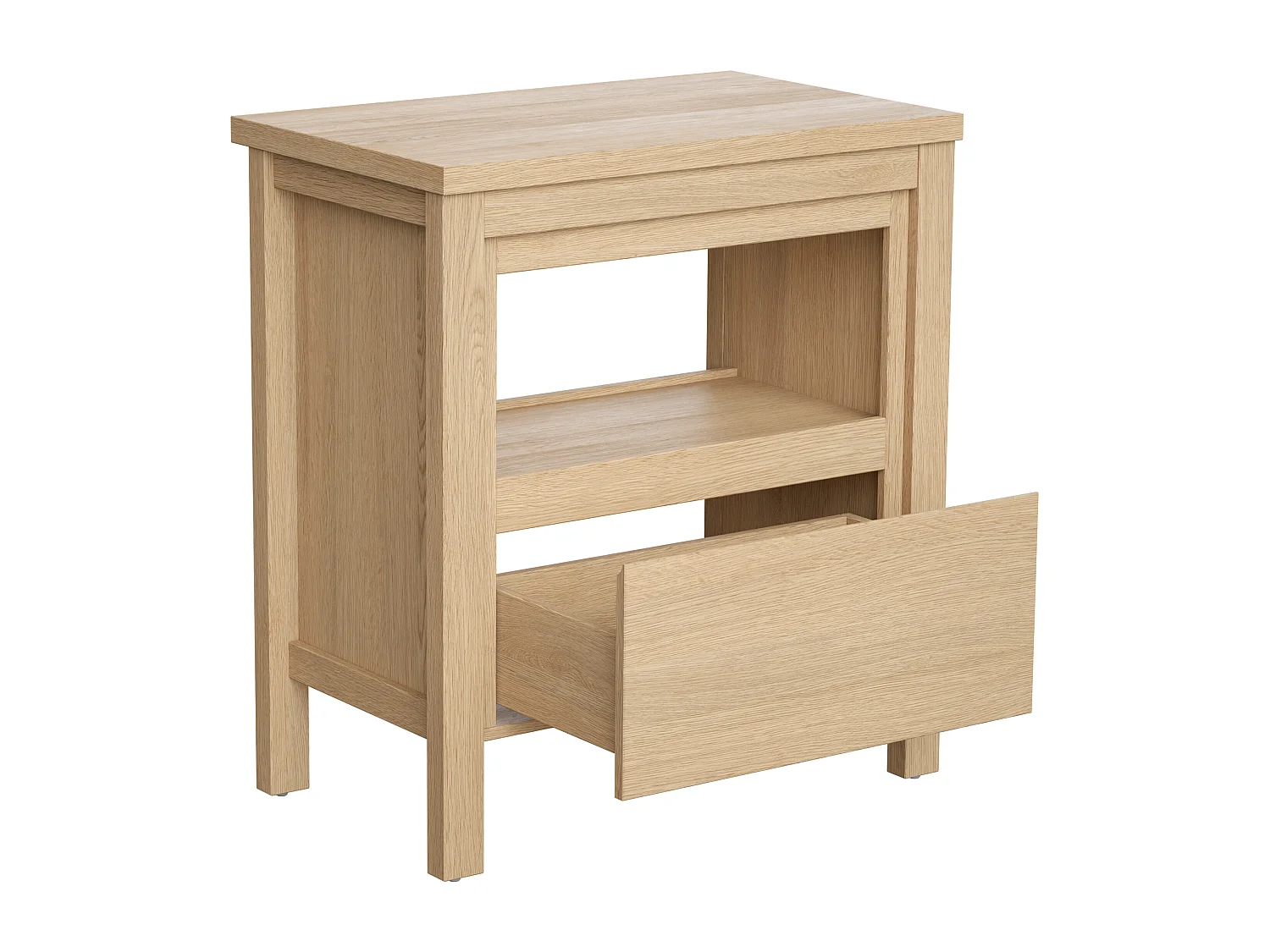 Meuble sous vasque avec niche de rangement et planche - 80 cm - Placage chêne - COSMOTI