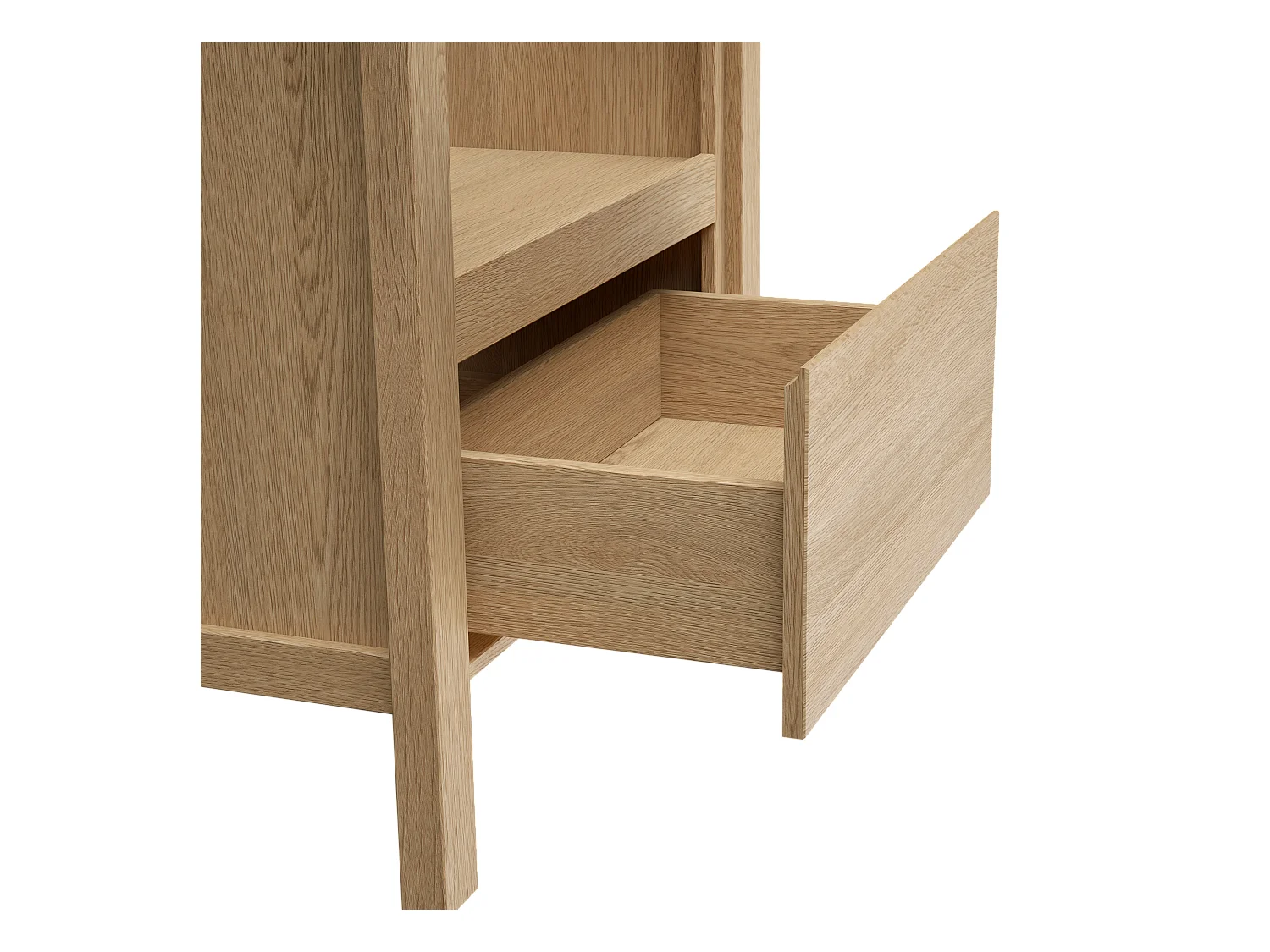 Meuble sous vasque avec niche de rangement et planche - 80 cm - Placage chêne - COSMOTI
