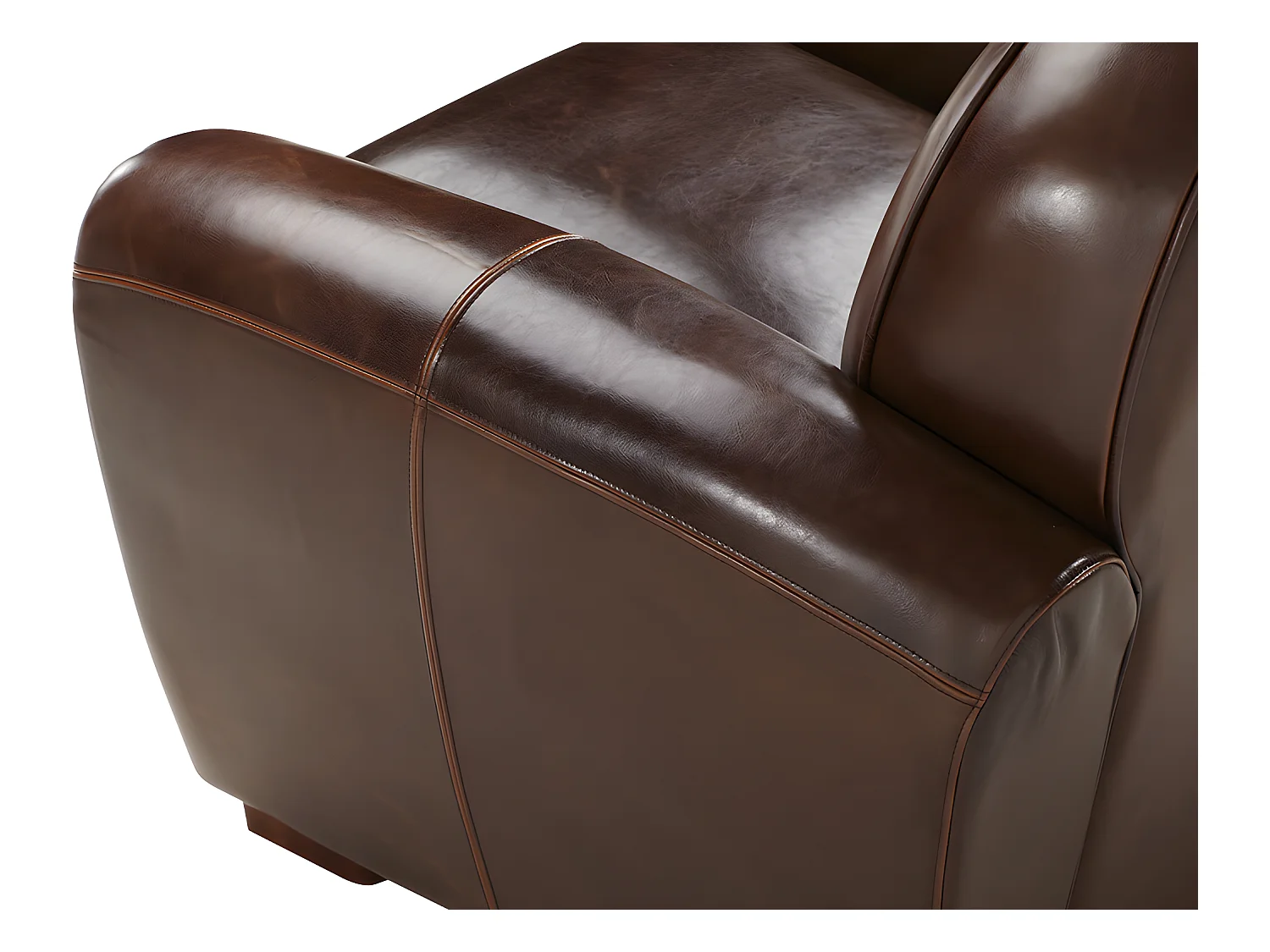 Fauteuil club 100% cuir vieilli BAUDOIN - Marron