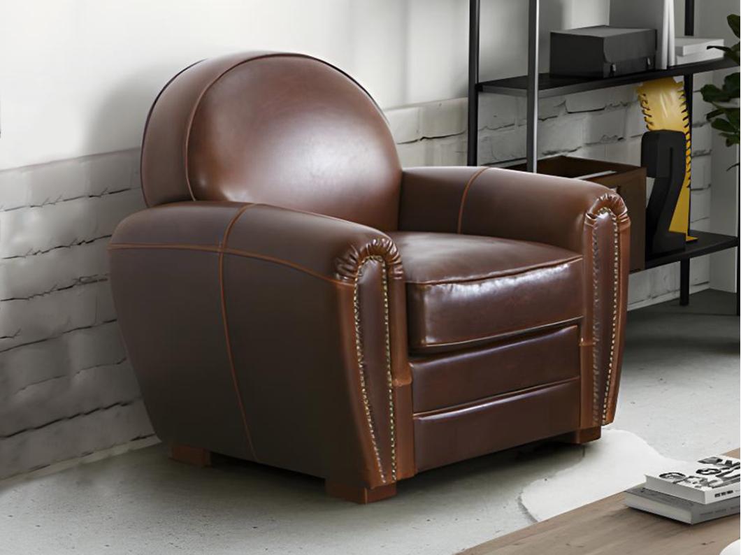 Sillón club de piel envejecida BAUDOIN - Marrón