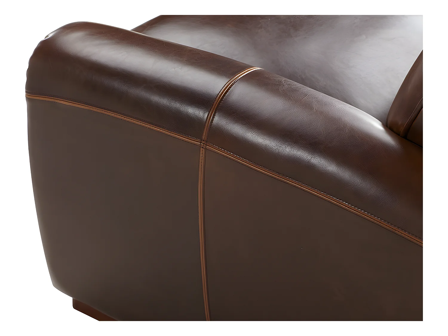 Canapé 2 places club 100% cuir vieilli BAUDOIN - Marron