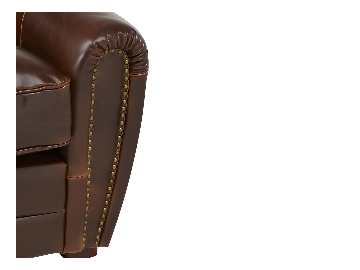 Canapé 2 places club 100% cuir vieilli BAUDOIN - Marron