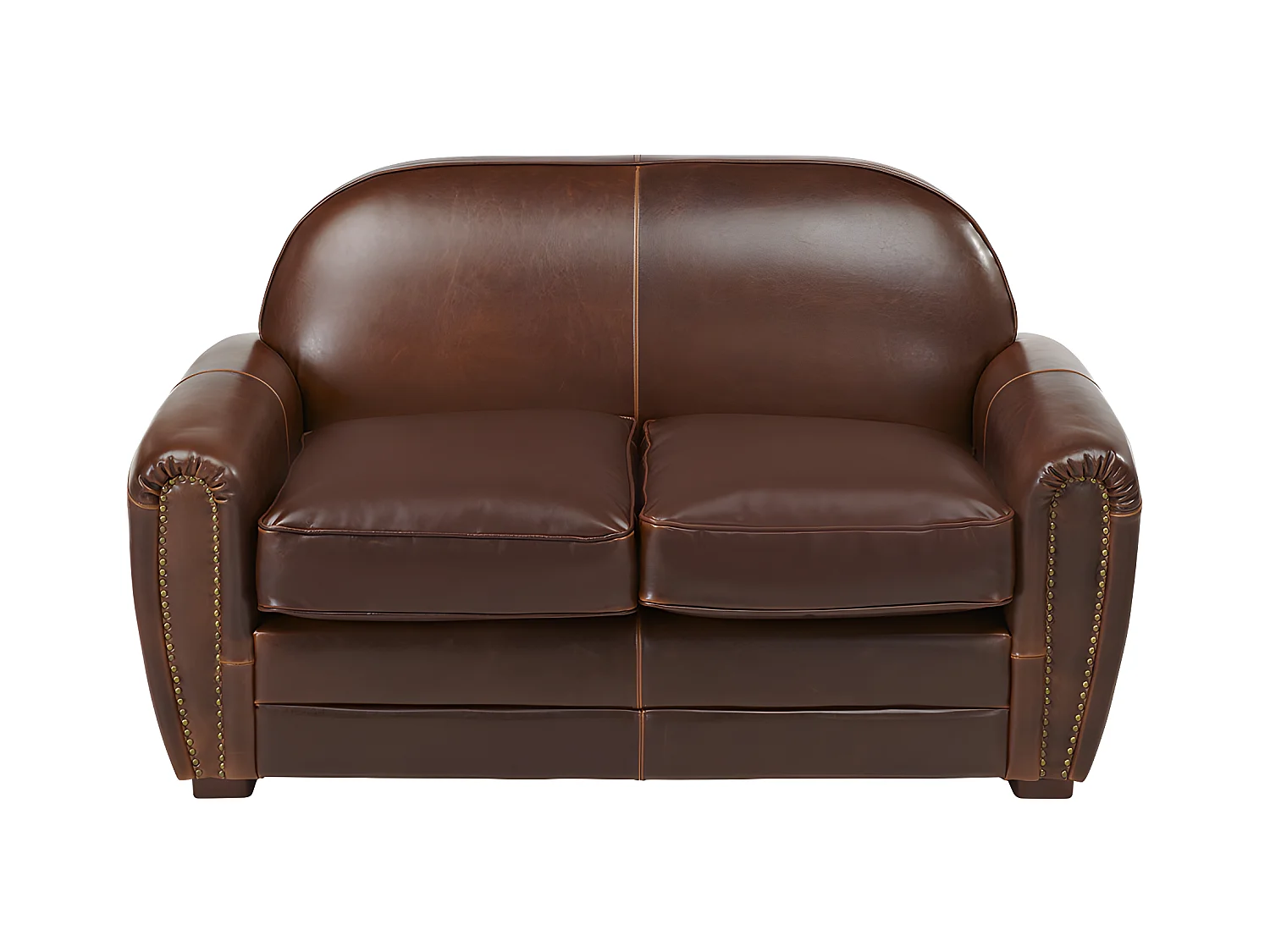 Tweezits clubbank van leer met lived-in aspect BAUDOIN - bruin