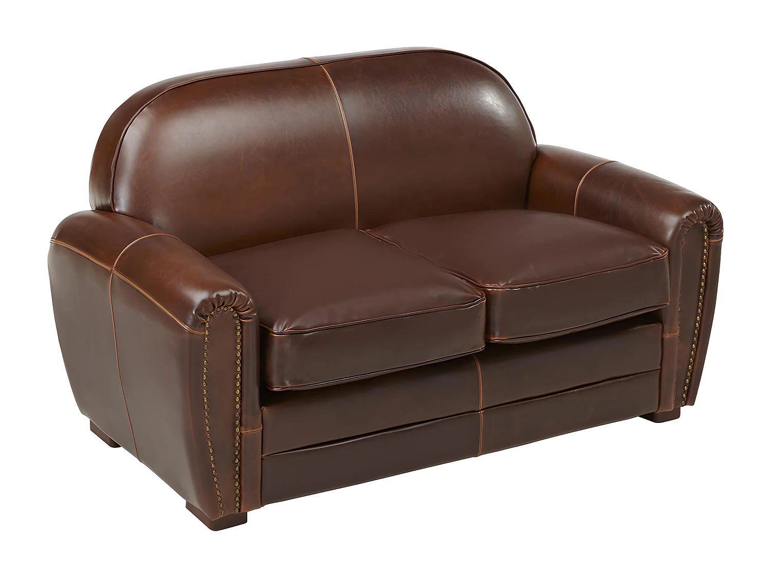 Ledersofa Vintage 2-Sitzer - Braun - BAUDOIN