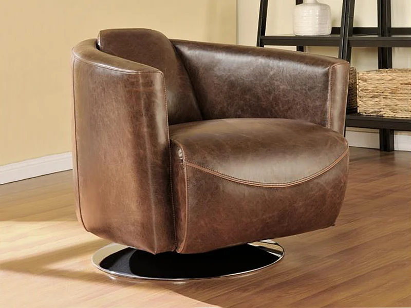 Fauteuil club 100% cuir vieilli FLORENTIN