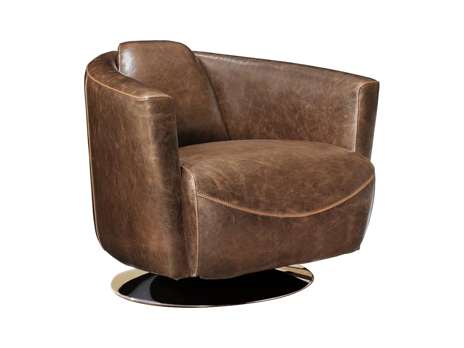 Clubfauteuil van leer met lived-in uiterlijk FLORENTIN