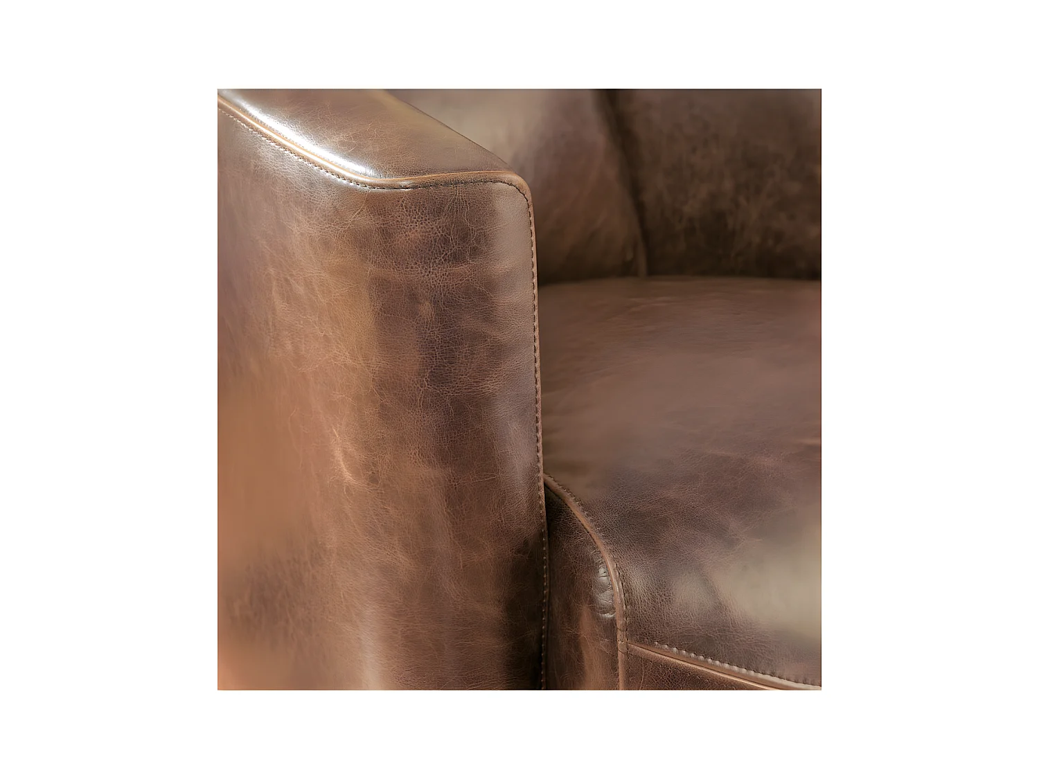 Clubfauteuil van leer met lived-in uiterlijk FLORENTIN