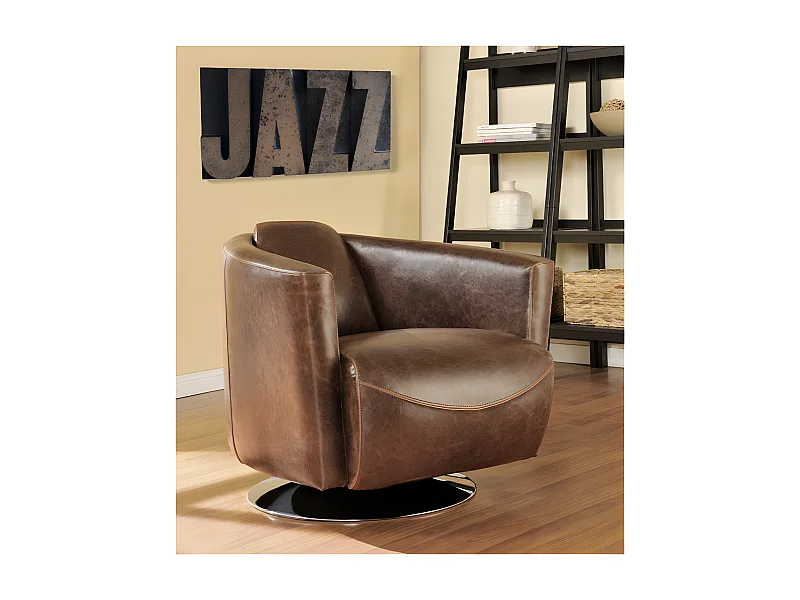 Clubfauteuil van leer met lived-in uiterlijk FLORENTIN