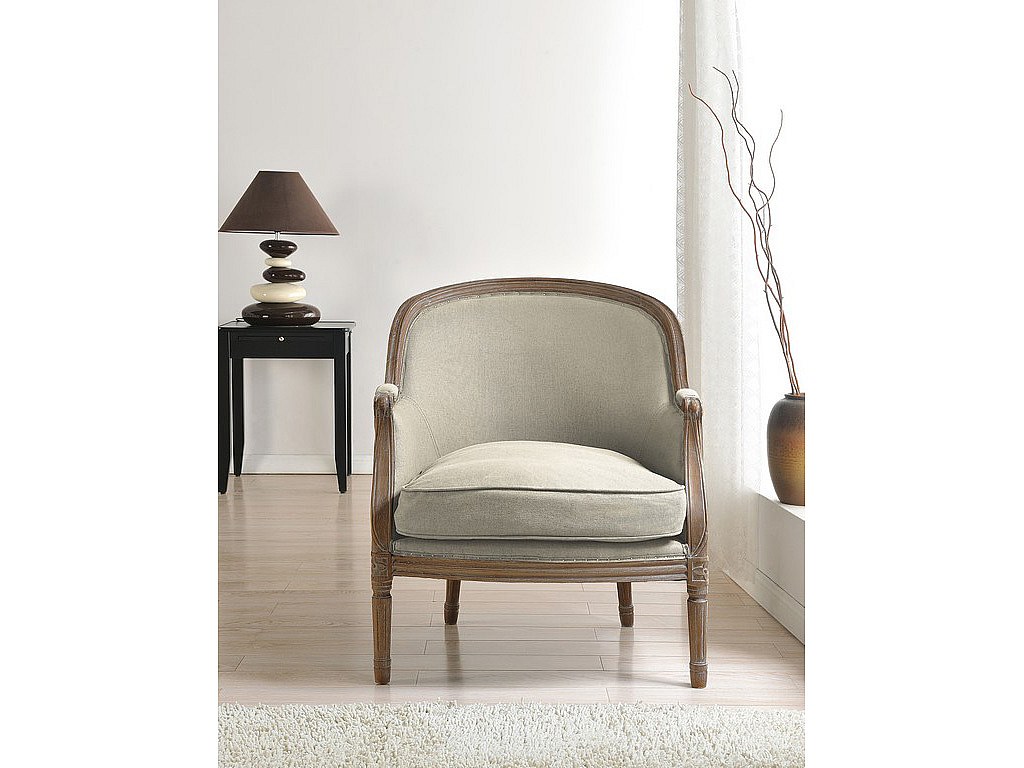 Vente-unique Sessel Barock - Stoff - Beige - Alienor