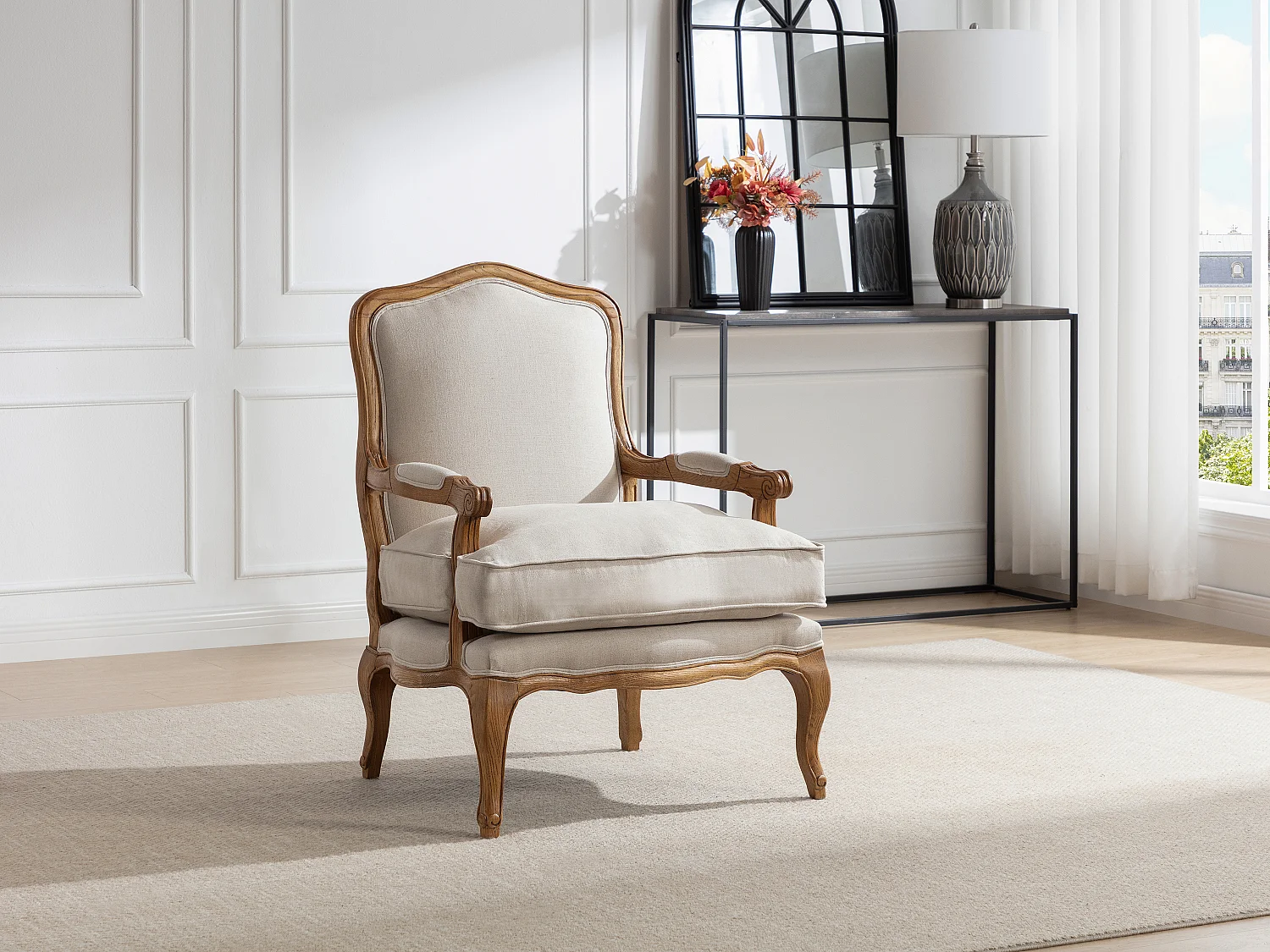 Fauteuil bergère en tissu MAHAUX - Beige