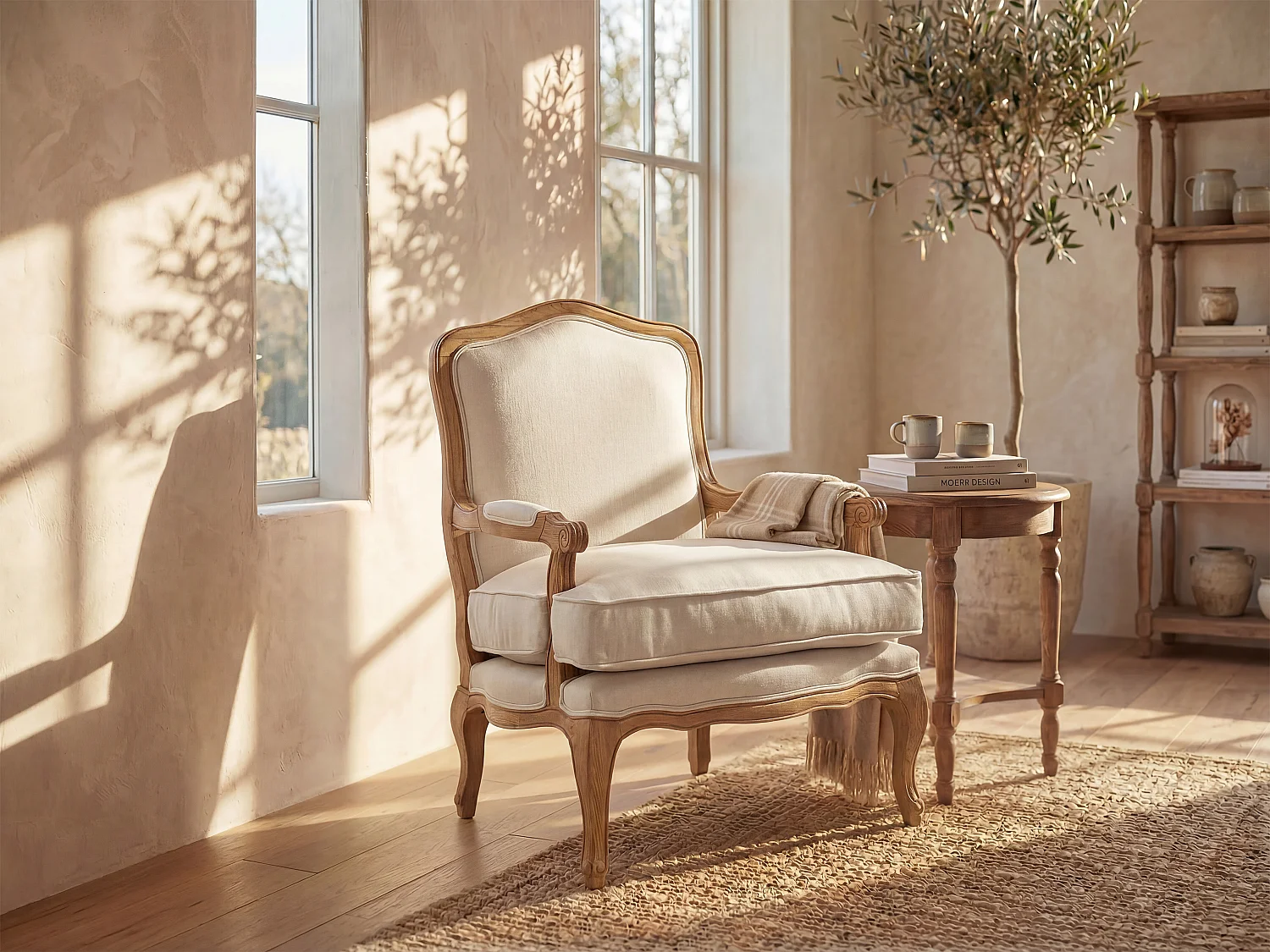 Sessel Barock - Leinen - Beige - MAHAUX