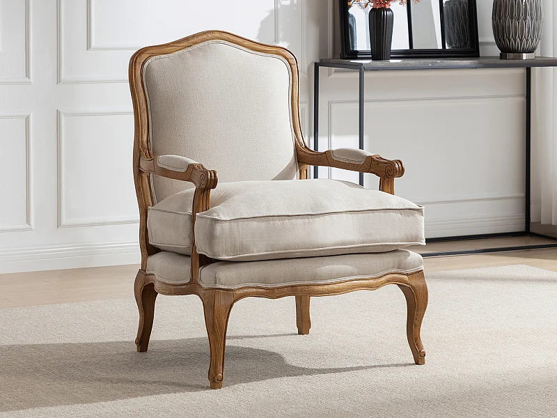 Fauteuil bergère en tissu MAHAUX - Beige