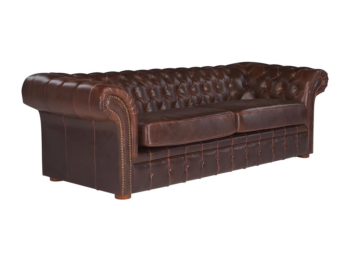 Chesterfield Ledersofa 3-Sitzer - Vintage Leder - Braun - CLOTAIRE günstig online kaufen