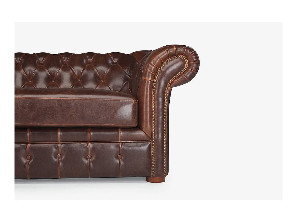 Chesterfield Ledersofa 3-Sitzer - Vintage Leder - Braun - CLOTAIRE