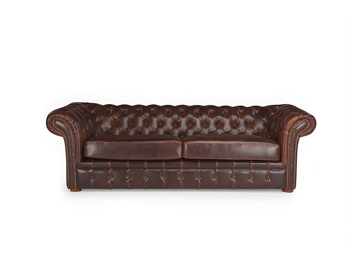 Chesterfield 3-seters CLOTAIRE 100% aldret skinnlær CLOTAIRE