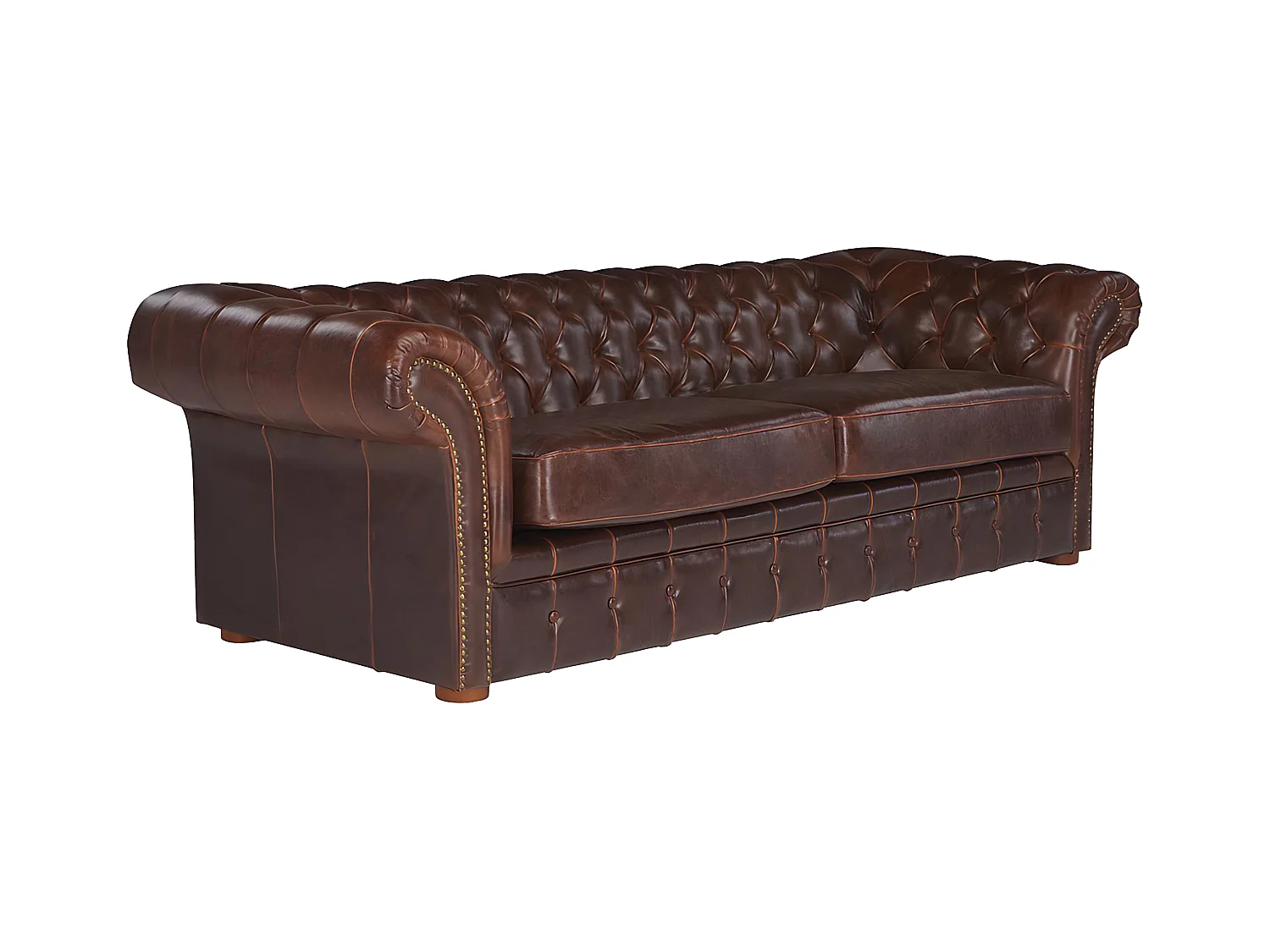 Chesterfield Ledersofa 3-Sitzer - Vintage Leder - Braun - CLOTAIRE