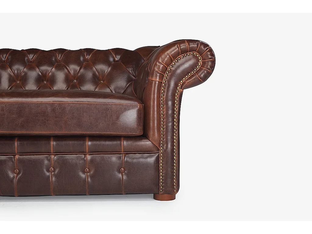 Chesterfield Ledersofa 3-Sitzer - Vintage Leder - Braun - CLOTAIRE