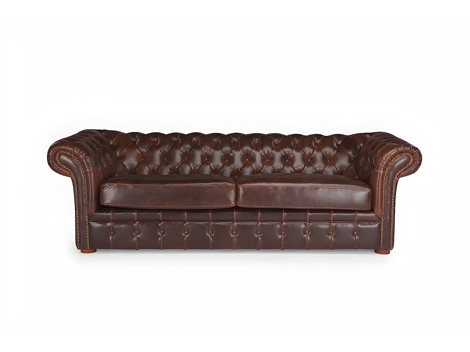 Chesterfield Ledersofa 3-Sitzer - Vintage Leder - Braun - CLOTAIRE