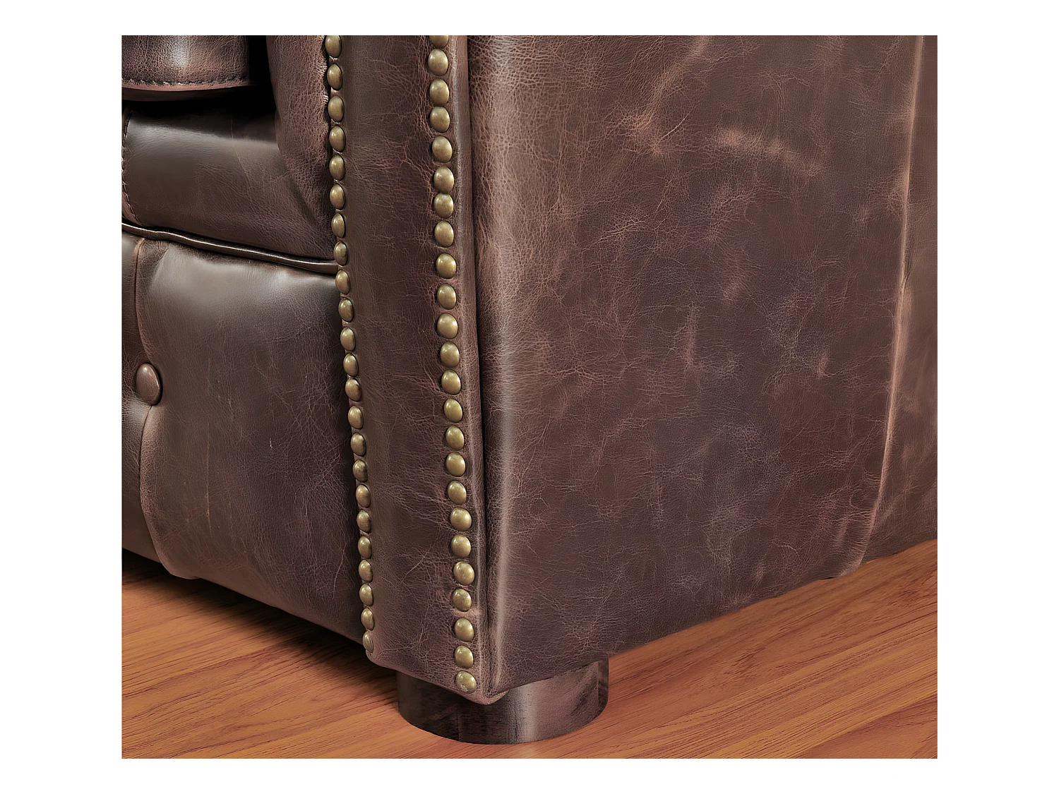 Poltrona Chesterfield in pelle invecchiato - Marrone - CLOTAIRE