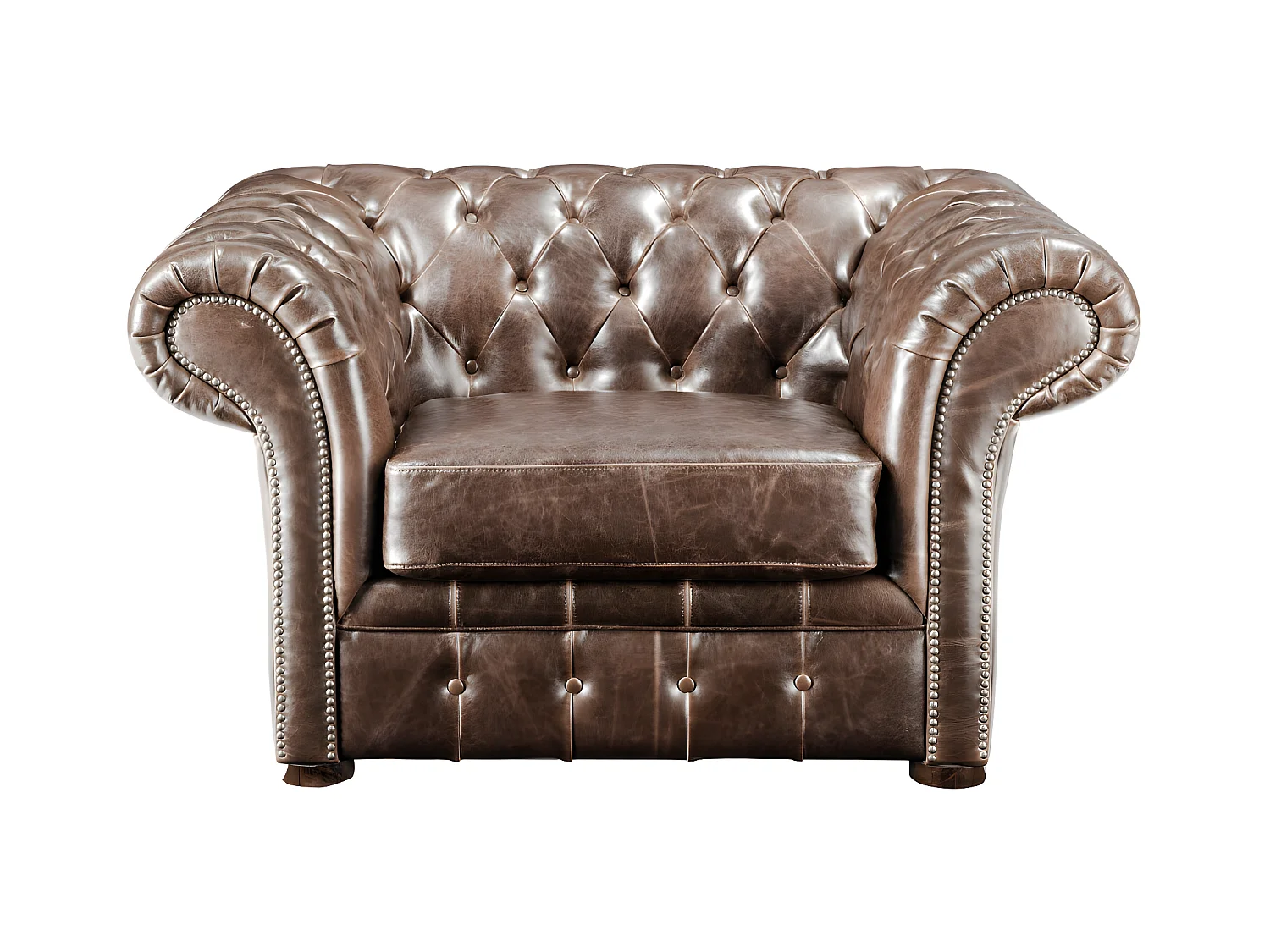 Fauteuil chesterfield CLOTAIRE 100% cuir vieilli