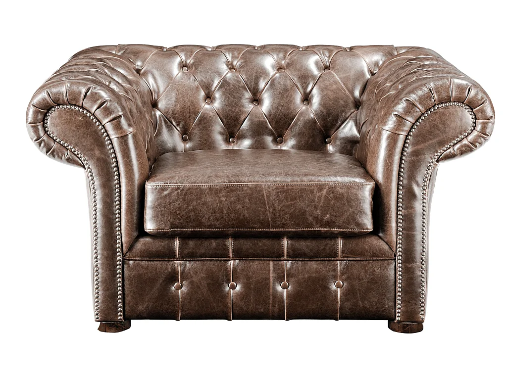 Chesterfield Ledersessel - Vintage Leder - Braun - CLOTAIRE