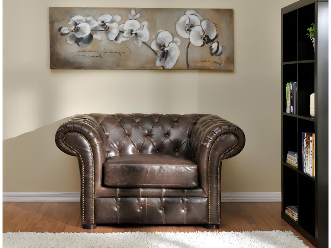 Chesterfield Ledersessel - Vintage Leder - Braun - CLOTAIRE