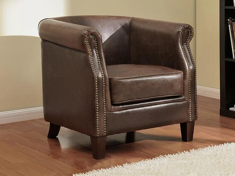 Fauteuil club 100% cuir vieilli ENGUERRAND