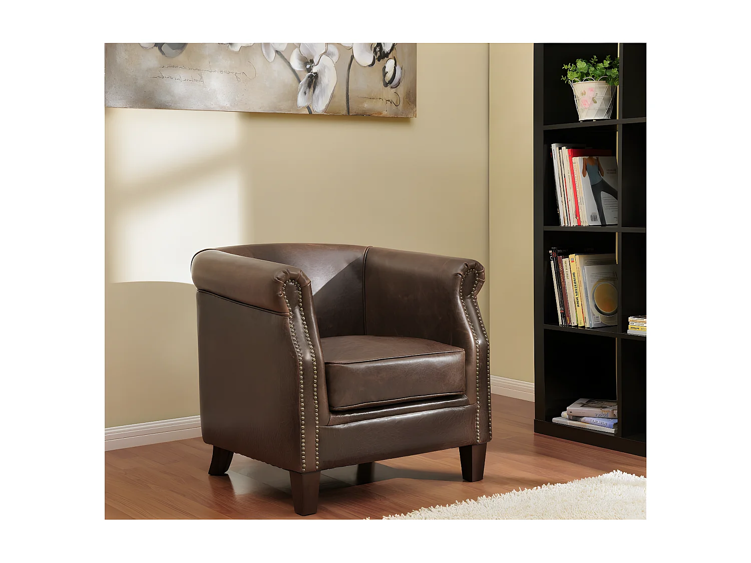 Fauteuil club 100% cuir vieilli ENGUERRAND 