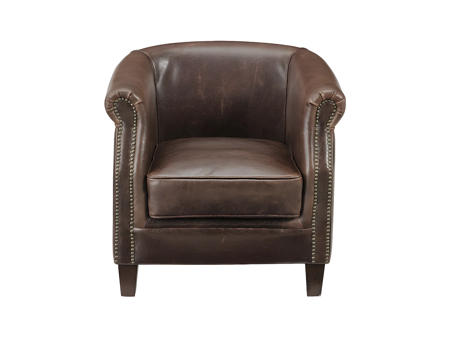 Poltrona club in cuoio invecchiato - ENGUERRAND