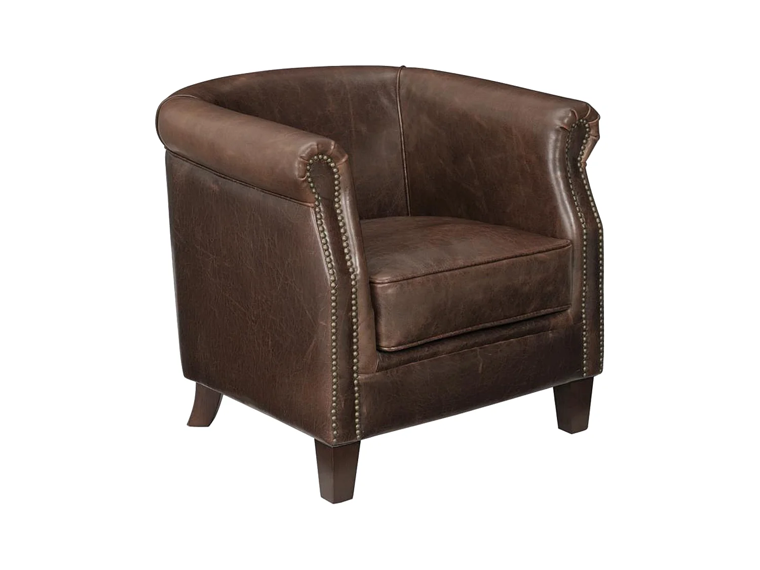 Poltrona club in cuoio invecchiato - ENGUERRAND