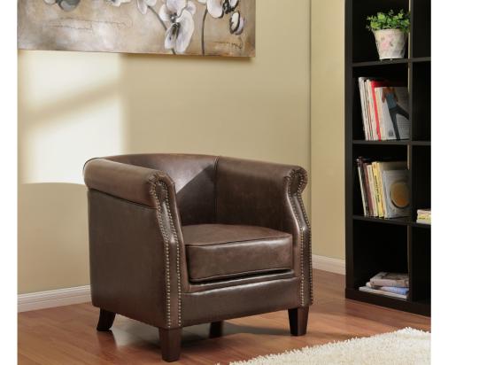 vente unique Fauteuil club 100% cuir vieilli ENGUERRAND