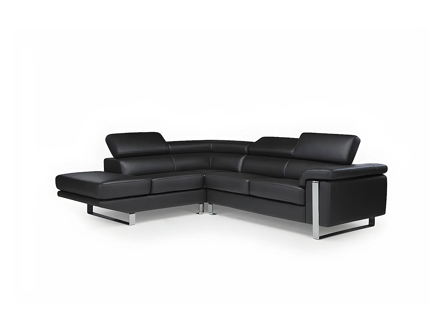 Kanapa narożna ze skóry MYSTIQUE - Czarny - Narożnik lewostronny