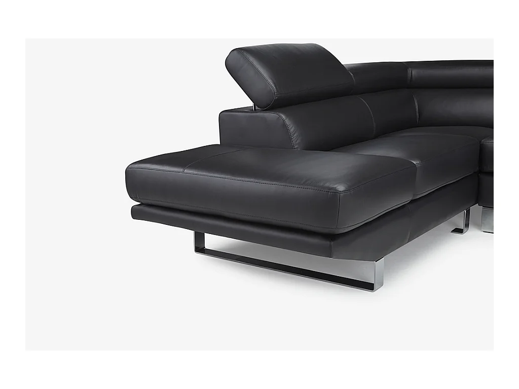 Kanapa narożna ze skóry MYSTIQUE - Czarny - Narożnik lewostronny