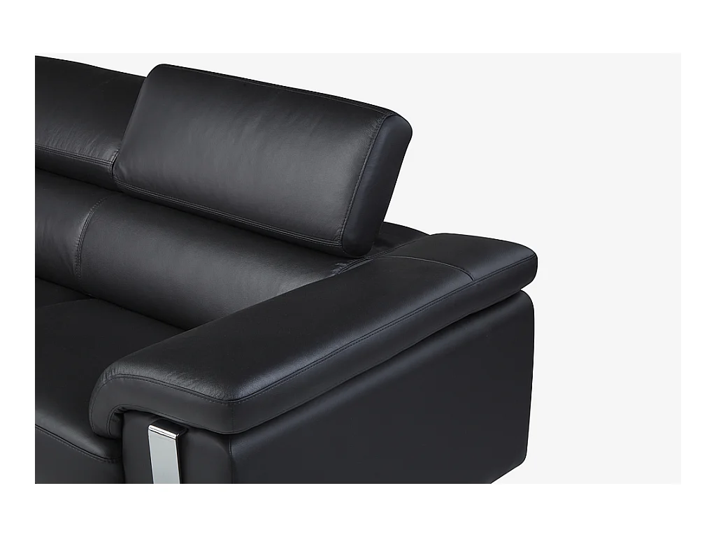 Kanapa narożna ze skóry MYSTIQUE - Czarny - Narożnik lewostronny