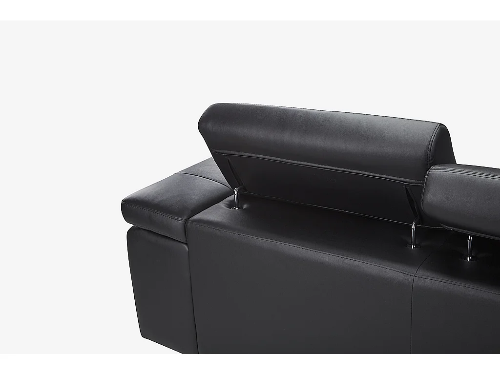 Hörnsoffa vänsterställd svart läder MYSTIQUE