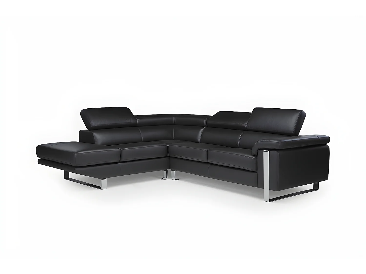 Hörnsoffa vänsterställd svart läder MYSTIQUE