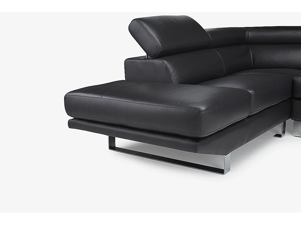 Hörnsoffa vänsterställd svart läder MYSTIQUE