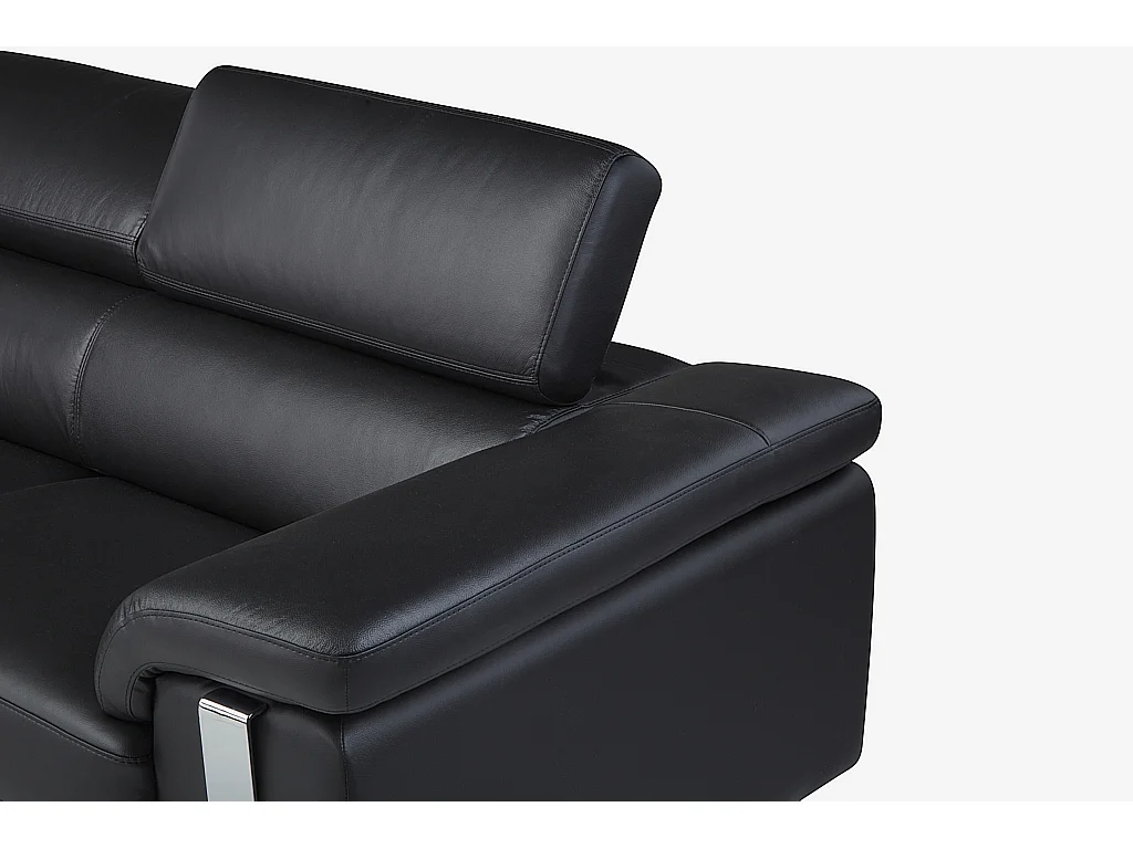 Hörnsoffa vänsterställd svart läder MYSTIQUE