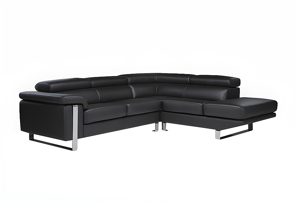 Ecksofa - Leder - Ecke Rechts - Schwarz - MYSTIQUE