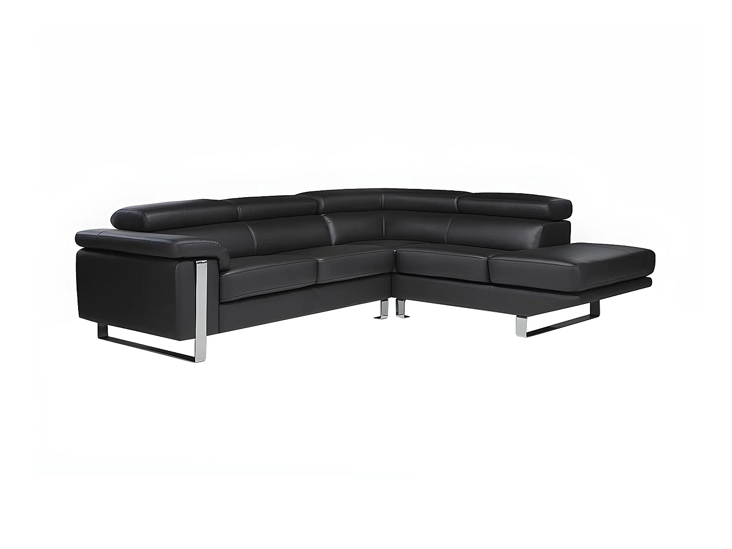 Ecksofa - Leder - Ecke Rechts - Schwarz - MYSTIQUE