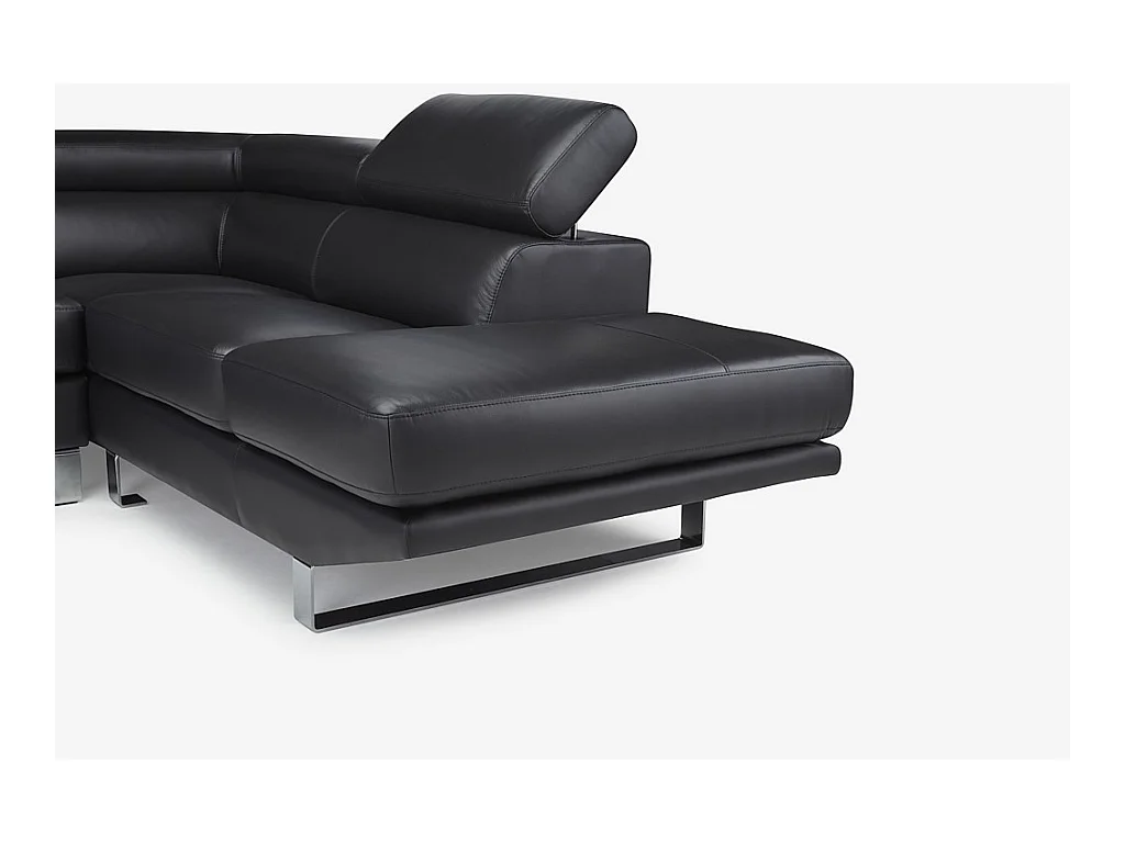 Ecksofa - Leder - Ecke Rechts - Schwarz - MYSTIQUE