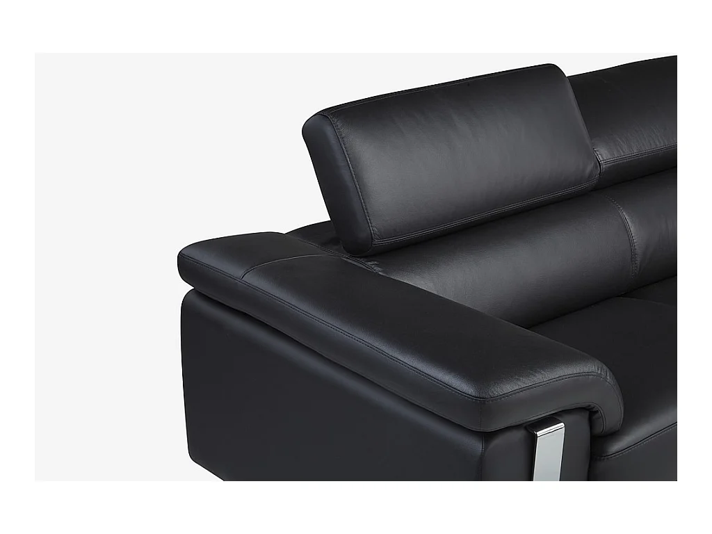 Ecksofa - Leder - Ecke Rechts - Schwarz - MYSTIQUE