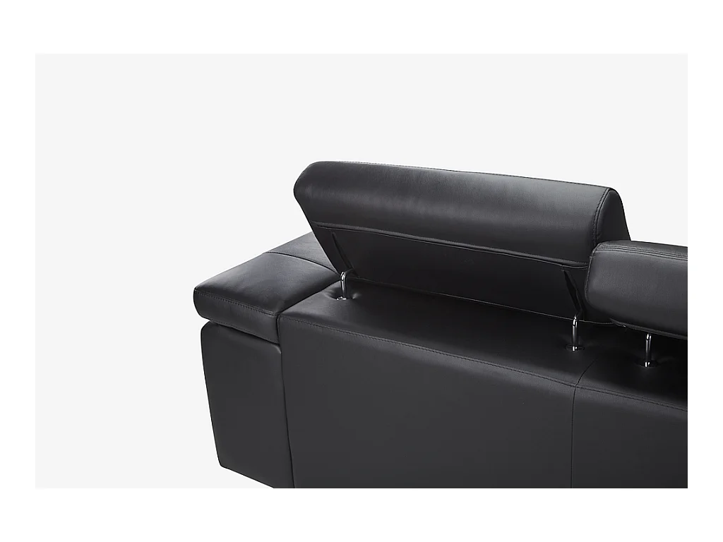 Ecksofa - Leder - Ecke Rechts - Schwarz - MYSTIQUE