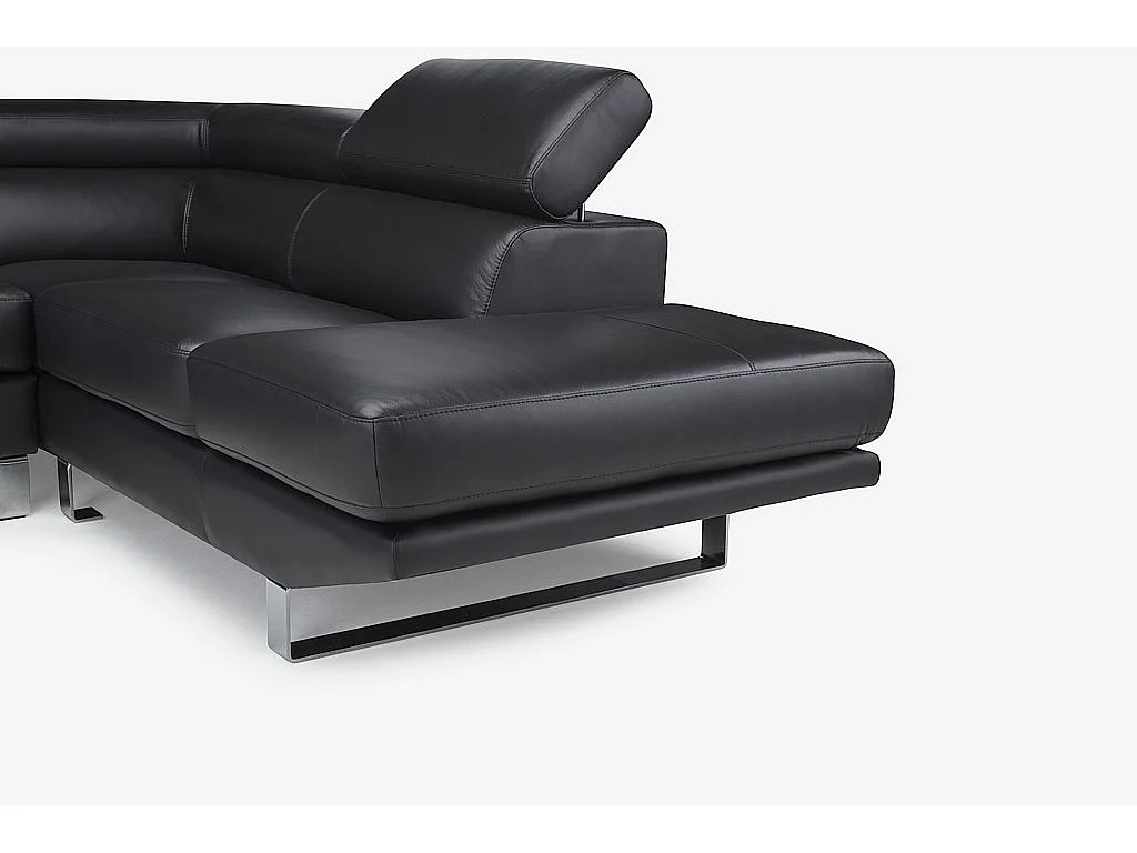 Hörnsoffa högerställd svart läder MYSTIQUE