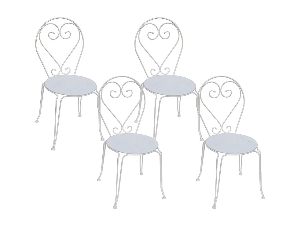 Gartenstuhl 4er-Set - Metall in Eisenoptik - Weiß - GUERMANTES von MYLIA
