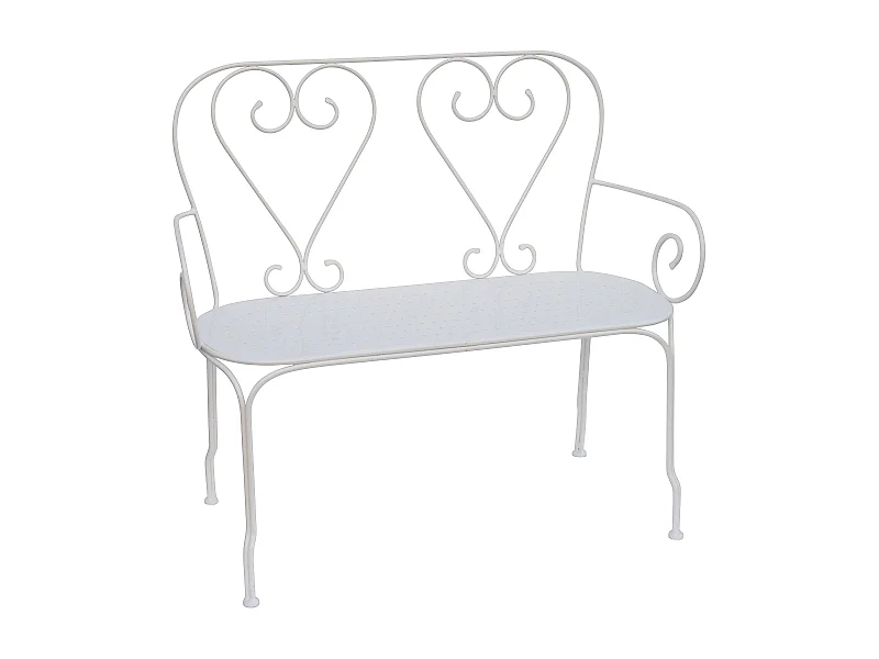 Banc de jardin en métal façon fer forgé  - Blanc - GUERMANTES de MYLIA
