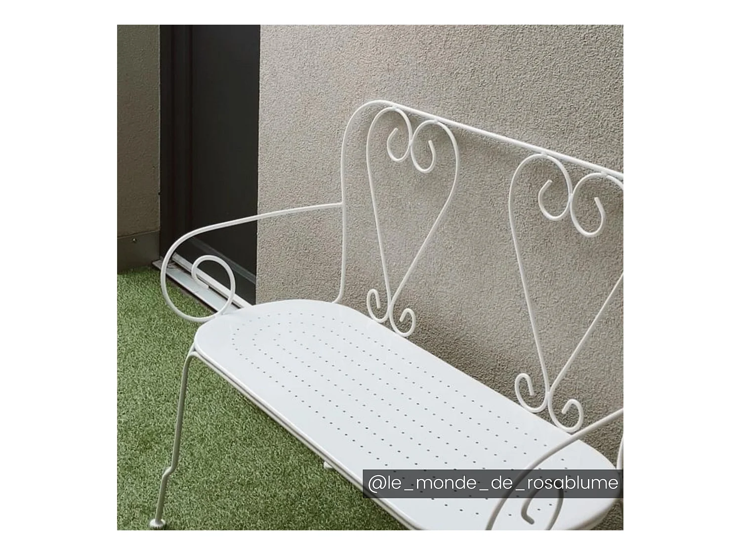 Panchina da giardino in metallo effetto ferro battuto GUERMANTES bianca