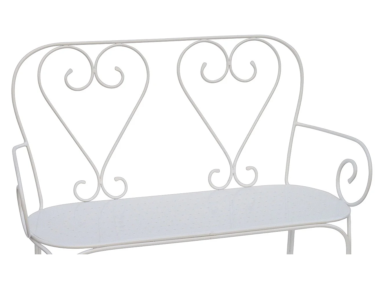 Banc de jardin en métal façon fer forgé  - Blanc - GUERMANTES de MYLIA